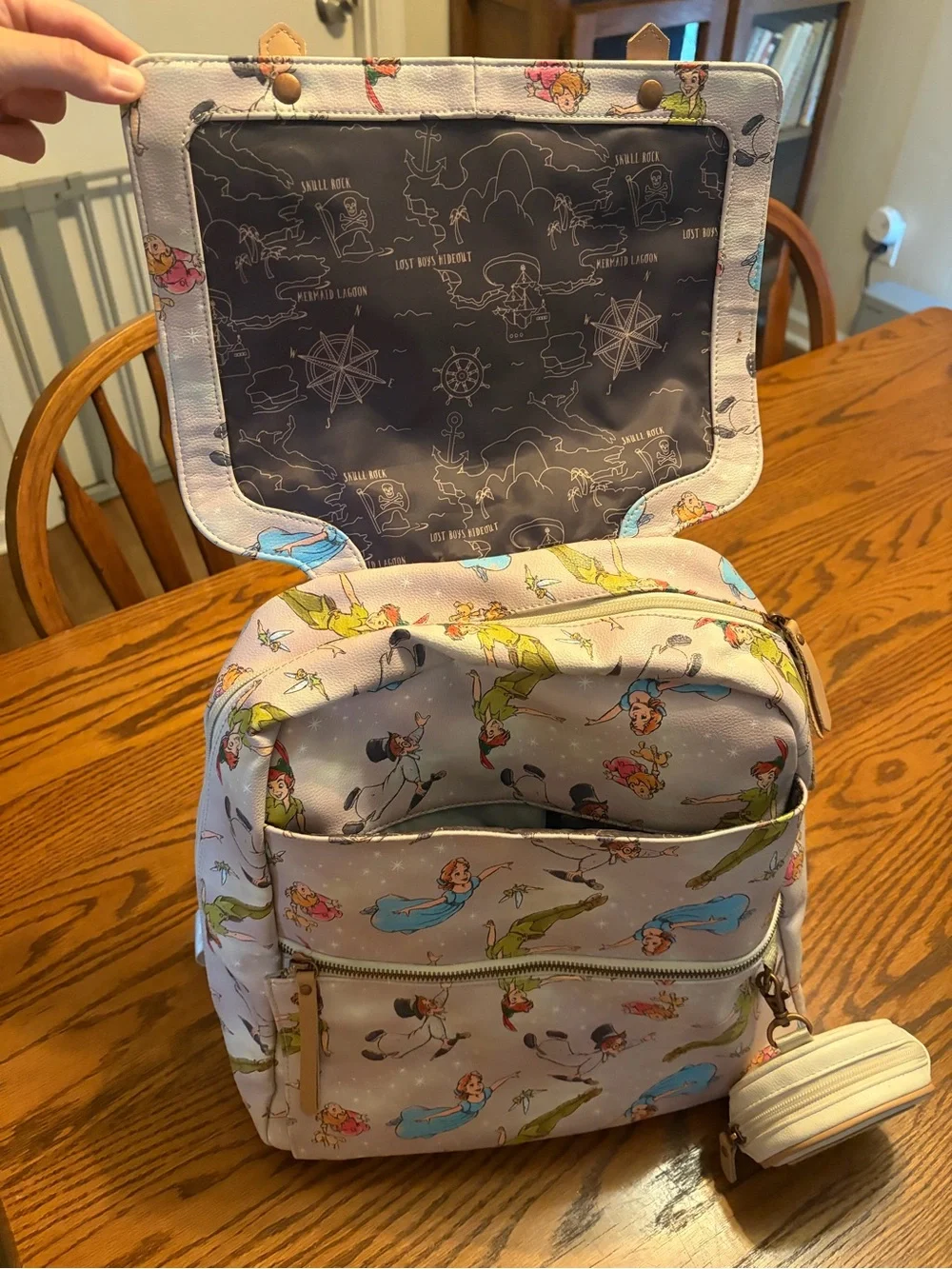 Petunia Pickle Bottom Off to Neverland Peter Pan Print Meta diaper bag Backpack